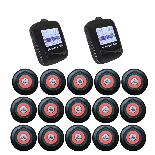 Montres Wireless Waiter Calling System Restaurant 2 Montres Récepteur Grand écran + 15 Super Mince Treatter Guest Service