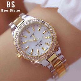 Relojes de mujer de marca famosa, reloj de cristal, reloj de vestir para mujer, relojes de cuarzo dorado, relojes de pulsera de acero inoxidable para mujer, reloj 210527