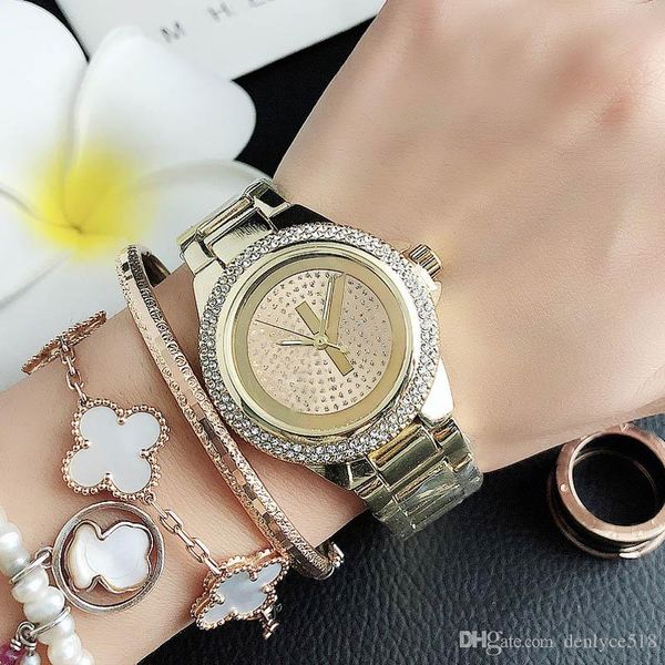 Relojes de lujo para mujer, pulsera de oro rosa y plata, reloj de pulsera de aleación para mujer, relojes de cuarzo informales simples, reloj