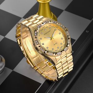 Wachters Dames Luxe zilver Popular Rose Dial Flowers Metal Ladies Bracelet Quartz Steel Band Gold Quartz Watch