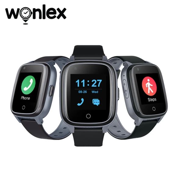 Montres Wonlex Smart Watches GPS vieillit Localisez le tracker Sédentaire d'alarme d'automne âgée de la fréquence cardiaque Mesure sanguine 4G KT17