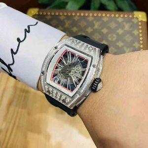 Horloges polsWatch Designer Business Leisure Richa Milles Heren Volledig automatisch mechanisch horloge uitgehold met diamanten vol sterren pe