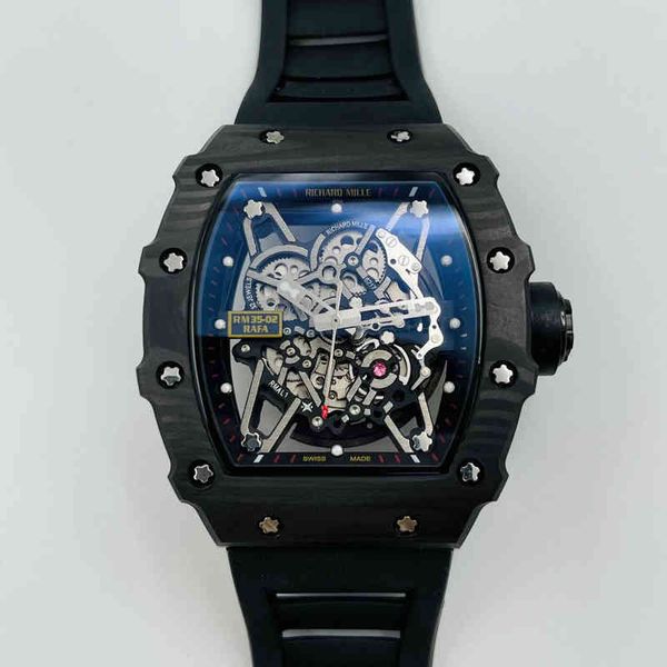 Relojes Reloj de pulsera Diseñador de lujo Reloj mecánico para hombre Richa Milles Importado Original Grano Fibra de carbono Movimiento automático Limitado