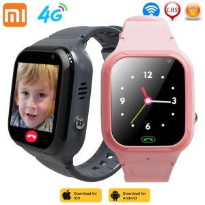 Bekijkt Xiaomi 4G Smart Watch -telefoon Kinderen SOS LBS WIFI SIM -kaart Netwerk Horloges Waterdichte realtime Locatie Camera Video Call Tracker