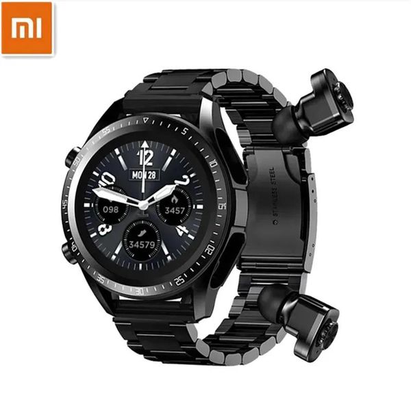 Montres Xiaomi montre intelligente Bluetooth casque écouteur TWS deux en un HIFI stéréo sans fil sport Tracke musique jouer Smartwatch nouveau chaud