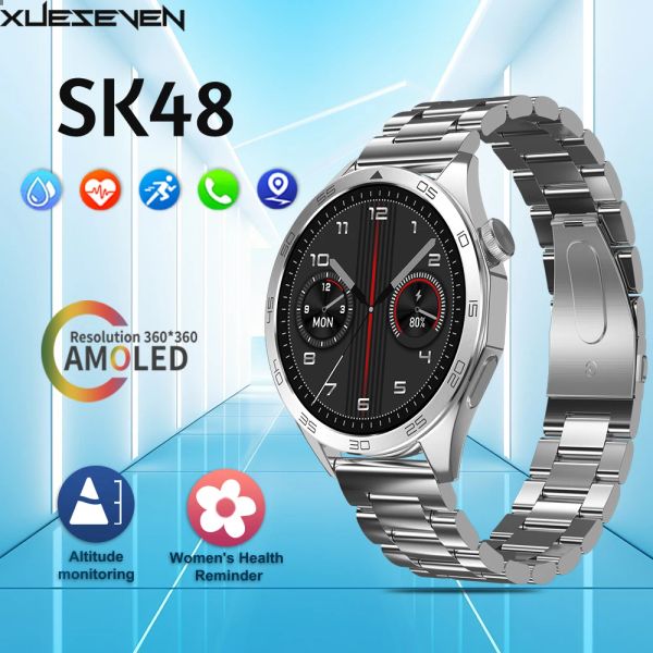 Montres Xueseven SK48 1.62 pouces en plein écran Smartwatch BT Call Health Survering GPS Sport Track NFC Compass IP68 Affiche étanche pour hommes