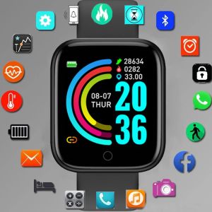 Montres Y68 montre intelligente numérique pour femmes hommes bracelet en silicone poignet électronique Bluetooth Fitness Sport course D20 Smartwatch pour Android