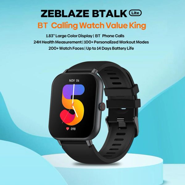 Montres Zeblaze Btalk Lite Smartwatch Sports Fitness Watches Bluetooth Appel 1,86 pouce grand affichage couleur 24h Moniteur de santé Smartwatch