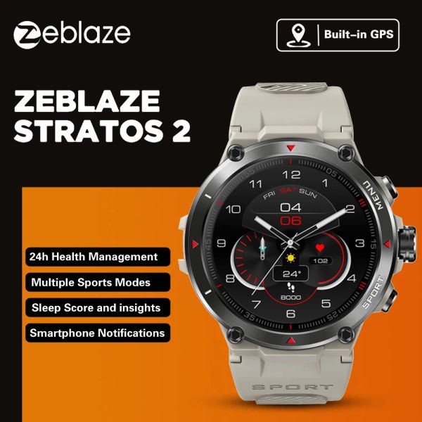 Montres Zeblaze Stratos 2 GPS montre intelligente AMOLED affichage 24h moniteur de santé 1.3 '' écran tactile étanche sport Smartwatch hommes femmes