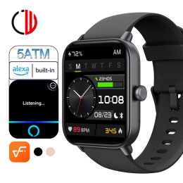 Bekijkt ZzySmart Smart Watch voor mannen vrouwen 5atm Alexa Buildin IP68 Waterdichte smartwatch Bluetooth Call 1,8 inch 100+ Sport Stress Test