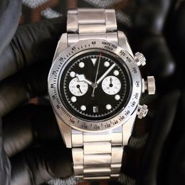 Watchman High Quality Luxury Watch Man Automatic Mouvement Mouvement Watch 42 mm Chronograph Hardlex en acier inoxydable et veau en cuir Montre de Luxe