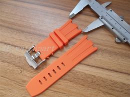 WatchPart Horloge Rubberen Strap Horloges Bands Zwart Blauw Oranje Siliconen Horlogeband met Pin Gesp in 28mm de Luxe