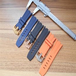 Watchpart Horlogeband Horloges Rubber Roy Bands Zwart Blauw Oranje Siliconen Horlogeband met Gesp in 28mm De Luxe278Y