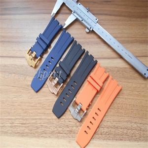 Watchpart Montre Bracelet Montres Caoutchouc Roy Bandes Noir Bleu Orange Silicone Bracelet de Montre avec Boucle en 28mm De Luxe281M