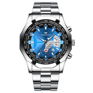 Watchsc-Nuevos relojes coloridos y sencillos de estilo deportivo (pulsera de acero azul plateado)
