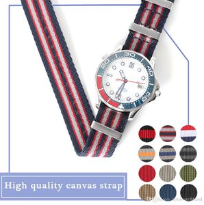 Watchstap para Omega Sea 007 Master Blue Sports Strap 20 mm con Logowatch de 27 cm de largo NYLON OTAN WATCHBAND1474662