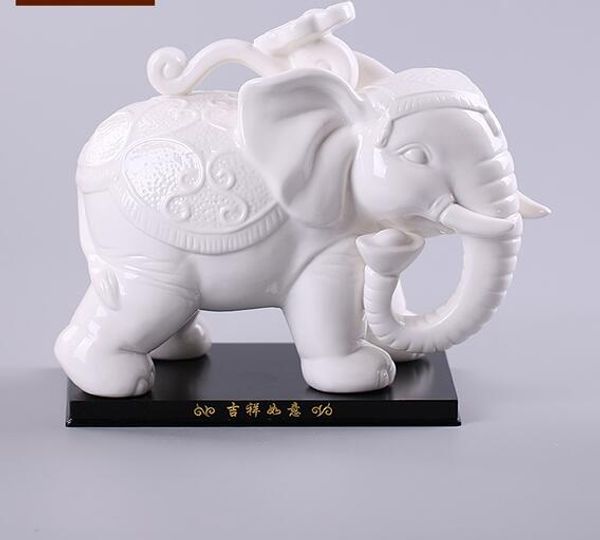 Décoration d'éléphant en céramique à absorption d'eau, décoration Feng Shui pour salon, maison, bureau, richesse porte-bonheur, image de bon augure
