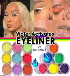 Water geactiveerde eyeliner uv licht neon pastels 21 kleuren pastel zwart licht uv reactieve gloed in donkere eye liner9801200