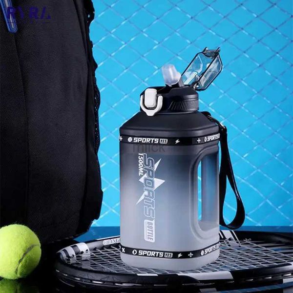 Water Bottle 1,5/2,3 litres bouteille de Sport bouilloire sans BPA grande capacité tasse Portable paille tonne baril lait tasses à café pour salle de sport en plein air Fitness 240122