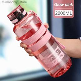 Wasserflasche 1,5/2 l, Sport-Wasserflasche, großes Fassungsvermögen, tragbarer Shaker, Outdoor-Fitnessflasche, umweltfreundliches Kunststoff-Trinkgeschirr, BPA-frei, Q231122