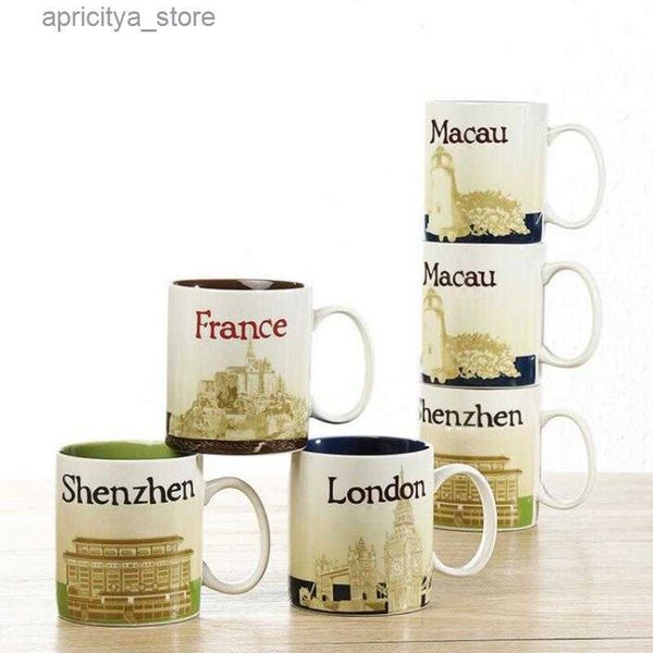 bouteille d'eau 14 oz Capacité en céramique Starbucks City Mug France Cities Coffee Mug tasse avec boîte d'origine Paris City2161 L48