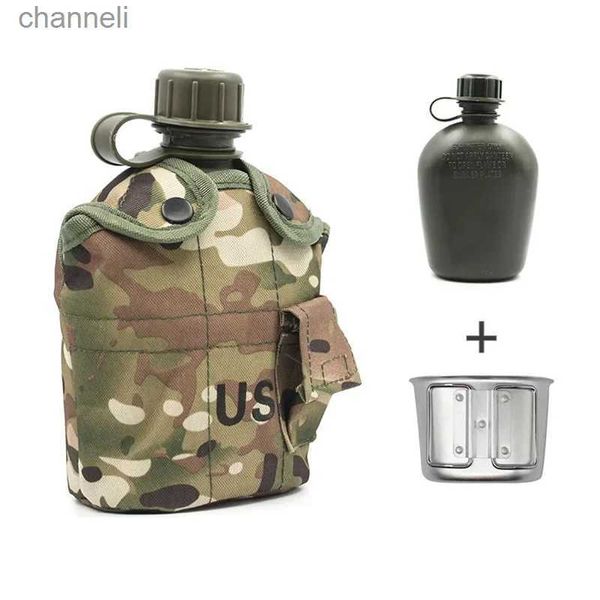 Water Bottle 1L armée soldat cantines tactiques bouilloire pour la randonnée équipement de Camping militaire boisson bouteille d'eau de sport en plein air nous Camouflage YQ231128