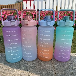 water bottle 2 Liters Water Bottle Motivational Drinking Sports With Time Marker Stickers Portable Reusable Plastic Cups 230307