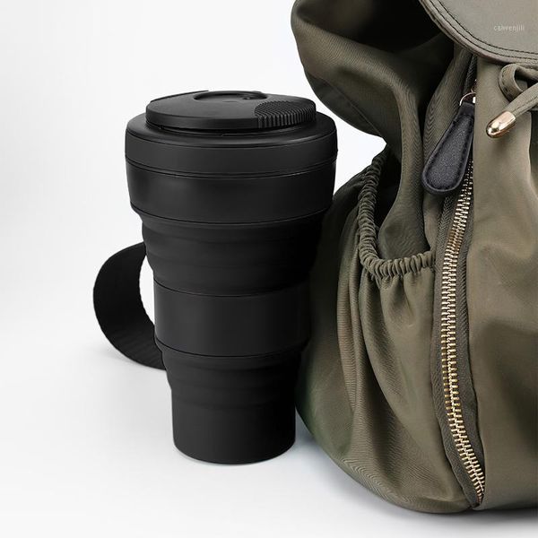 Bouteille d'eau 2021 550ML extérieur Silicone tasse à café pliante détachable avec anneau de stabilité couverture d'isolation thermique épaissir le fond