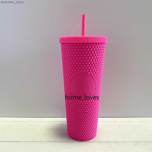 bouteille d'eau 2021 Starbucks tassedad tasse Tumbrs 710 ml carbie rose mate en plastique noir mat avec paille