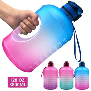 Bouteille d'eau 3,78 l Gallon sport sans BPA en plastique grande boisson cruche gourde pour voyage Fitness salle de sport bouteille d'eau Eco