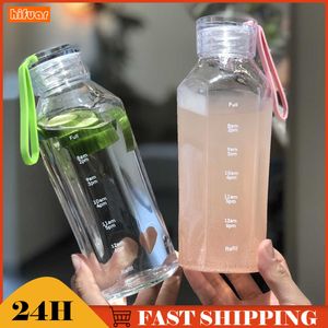water bottle 500 ml bouteille d'eau de sport avec paille hommes femmes bouteille d'eau de remise en forme bouteille d'eau froide en plein air avec marqueur de temps Drinkware P230324