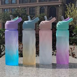 bouteille d'eau 600ml Space Cup Star Anis Cup Angular Gradient Tote Straw Cup Outdoor Leakproof Sports Travel Kettle Drinking Cup Water Bottle P230324