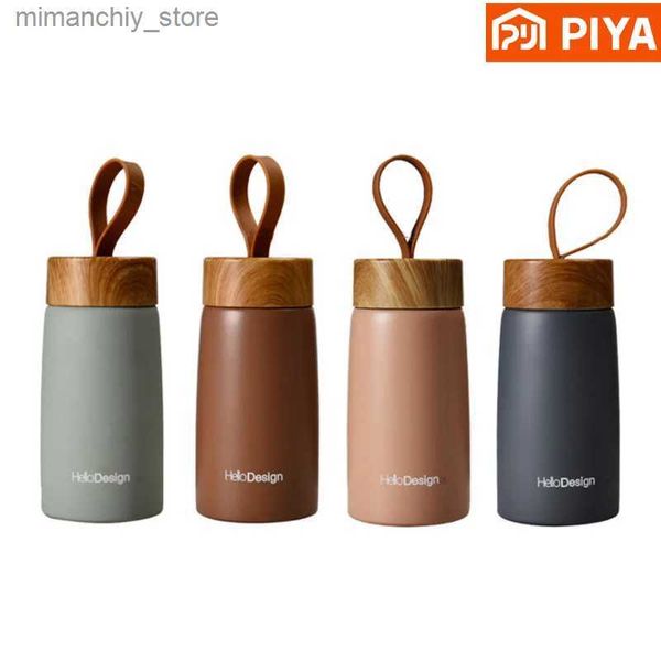 Botella de agua Doub Wall Insulated Thermos 304 Stainss Steel Vaccum Flask Outdoor Portab 280ml Taza de agua de madera Mini Vacuum Water Bott Q231122