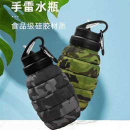 bouteille d'eau Grenade en plastique Bott d'eau rétractable pliant résistant à haute température en Silicone de qualité alimentaire cyclisme sport Kett Q231123