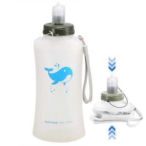 Bouteille d'eau souple pliante TPU embouteillable course à pied large bouche sac à eau Camping en plein air randonnée escalade cyclisme 750ml