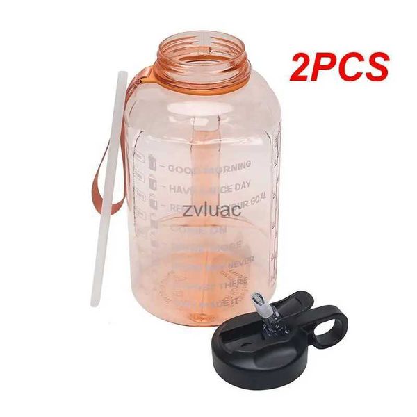 bouteille d'eau Bouteille d'eau de Sport 2,2 L avec paille en plastique grande capacité GYM Fitness tourisme bouteilles de Sport sans BPA YQ240110