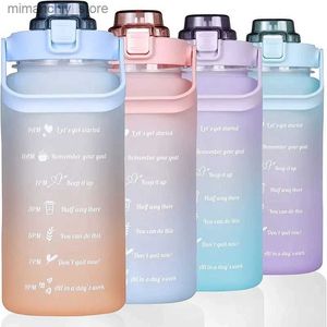 Water Bottle Sports Water Bott pour courir boire Bott 2L motivation avec marqueur de temps autocollants Portab Rsab gobelets en plastique Q231122