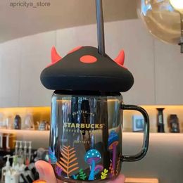 bouteille d'eau Starbucks Halloween tasse de chats noirs champignon Little Devil Paradise Mark Verre Paille isolée Water Cup L48