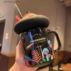 Waterbottel Starbucks Halloween Cup Zwarte kat Mokken Mudden Mushroom Paradise Mark Glas Glas Stro geïsoleerd Water Cup DHL L48