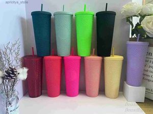 waterfles Starbucks zeemeermin godin bezaaid cup tumblers 710 ml carbie roze matzwarte plastic mokken met stro239b l48