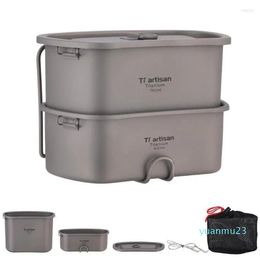 Waterfles tiartisan aankomst titanium outdoor camping kookgerei pot set 750 ml 450 ml militaire kantine lunchbox en legerbeker