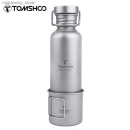 Botella de agua Tomshoo 600 ml 750 ml Botella de agua de titanio con 300 ml Taza de titanio Suministros para acampar al aire libre Turismo Deportes Agua Bott Bebida Bott Q231122