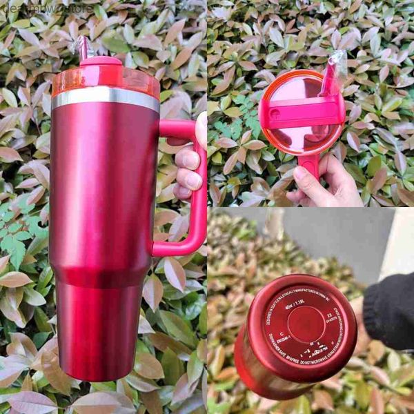 Bouteille d'eau US Stock Chocolate Gol Chroom Chrome extincteur H2.0 40 oz tasses Tumbrs avec paille à main paille d'hiver Flamingo Relamino Red Car Tasses de cartes en acier 1 1 GG0416