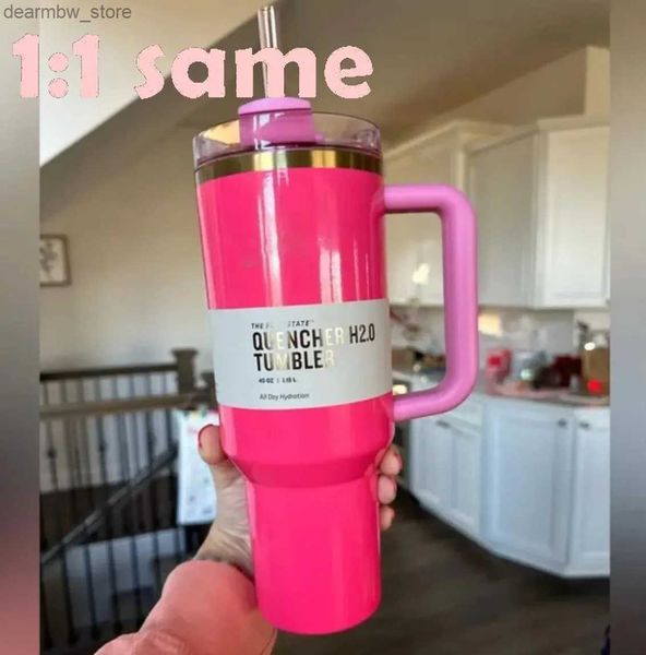 Bouteille d'eau US Bock Limited Edition The Quencher H2.0 40oz Mugs Cosmo Pink Parade Tumbrs Isulate Cups Termos Vantines Day Gift Pink Spark Starbucks