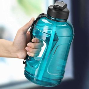 Botella de agua de 2,3l y 2000ML con pajita, botella de plástico transparente de gran capacidad para beber, herramienta de gimnasio, jarra, taza deportiva sin BPA
