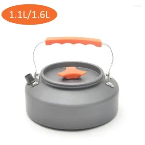 Bouteilles d'eau 1.1 / 1.6L Bouilloire extérieure Pot en alliage d'aluminium Pot de voyage Théière Café Vaisselle Ustensiles de cuisine pour randonnée Camping Accessoires