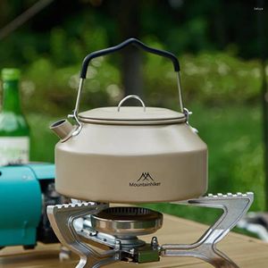 Waterflessen 1.4L camping kooktop theepot met handvat draagbaar fluitende metaal voor buitenducht koken