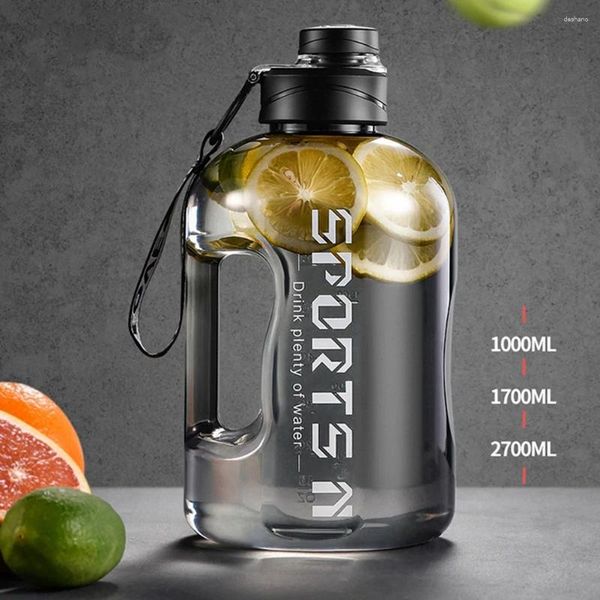 Bouteilles d'eau 1,7 L / 2,7 L de bouteille en plastique sportif gym de cycle de cyclisme portable grande capacité pour les hommes de camping de fitness Kettl