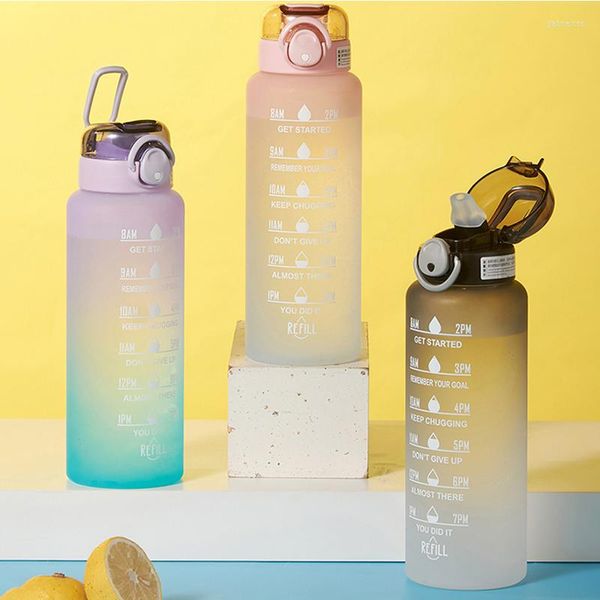 Botellas de agua Botella de 1 litro Deporte motivacional A prueba de fugas Beber Viajes al aire libre Gimnasio Jarras de fitness para cocina