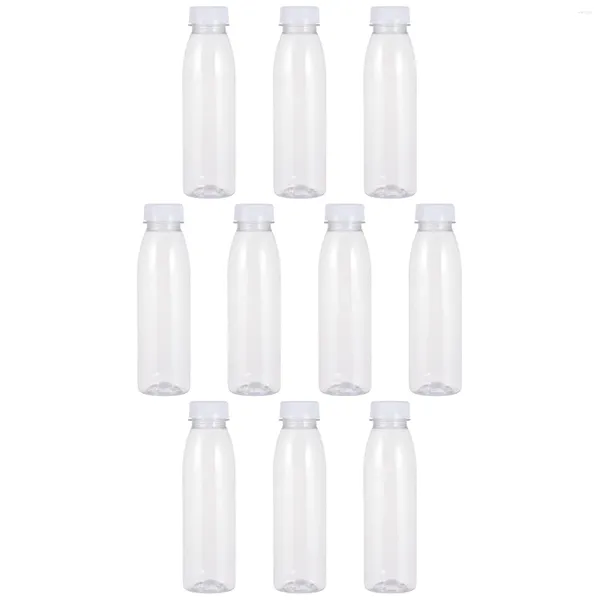 Botellas de agua 10 PCS Botella de jugo Plástico transparente Leche inodoro Práctico Sub Beber Pet 350 ml Almacenamiento Multipropósito Vacío